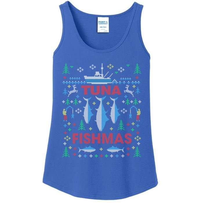 Funny Tuna Fishing Christmas Ugly Party Tuna Fishmas Gift Ladies Essential Tank