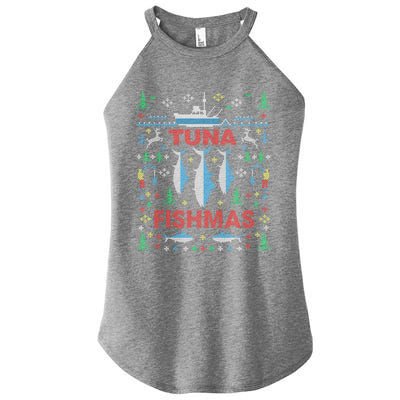 Funny Tuna Fishing Christmas Ugly Party Tuna Fishmas Gift Women's Perfect Tri Rocker Tank