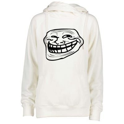 Funny Troll Face Nerd Geek Womens Funnel Neck Pullover Hood