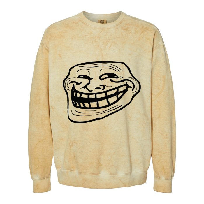 Funny Troll Face Nerd Geek Colorblast Crewneck Sweatshirt