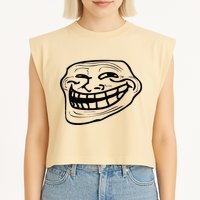 Funny Troll Face Nerd Geek Garment-Dyed Women's Muscle Tee