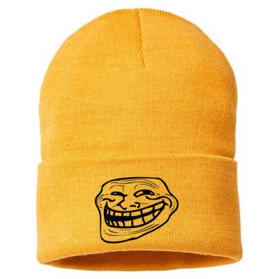 Funny Troll Face Nerd Geek Sustainable Knit Beanie