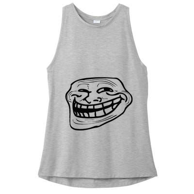 Funny Troll Face Nerd Geek Ladies PosiCharge Tri-Blend Wicking Tank