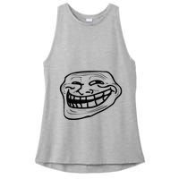 Funny Troll Face Nerd Geek Ladies PosiCharge Tri-Blend Wicking Tank