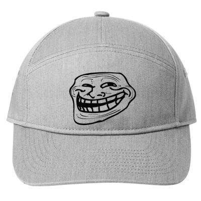 Funny Troll Face Nerd Geek 7-Panel Snapback Hat