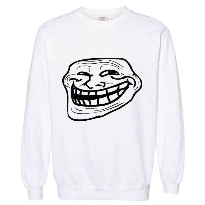 Funny Troll Face Nerd Geek Garment-Dyed Sweatshirt