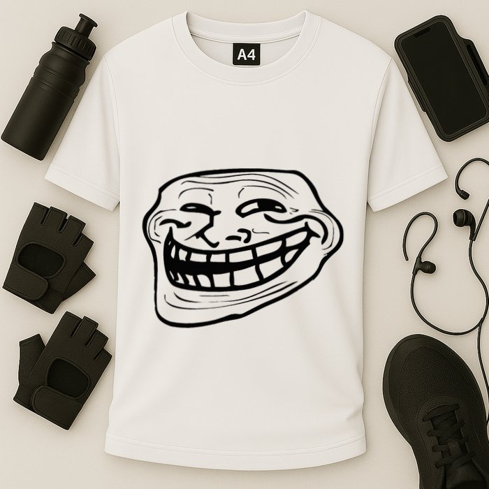 Funny Troll Face Nerd Geek Performance Shirt