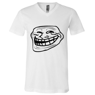 Funny Troll Face Nerd Geek V-Neck T-Shirt