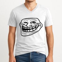 Funny Troll Face Nerd Geek V-Neck T-Shirt