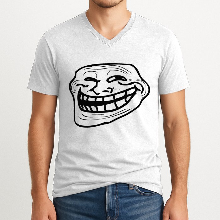 Funny Troll Face Nerd Geek V-Neck T-Shirt