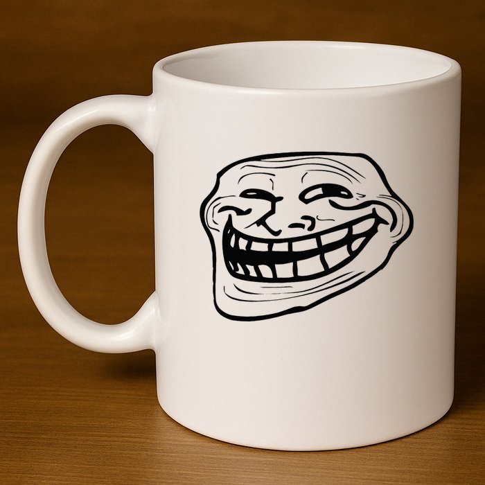 Funny Troll Face Nerd Geek 11oz C Handle Ceramic Mug