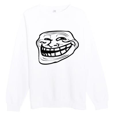 Funny Troll Face Nerd Geek Premium Crewneck Sweatshirt