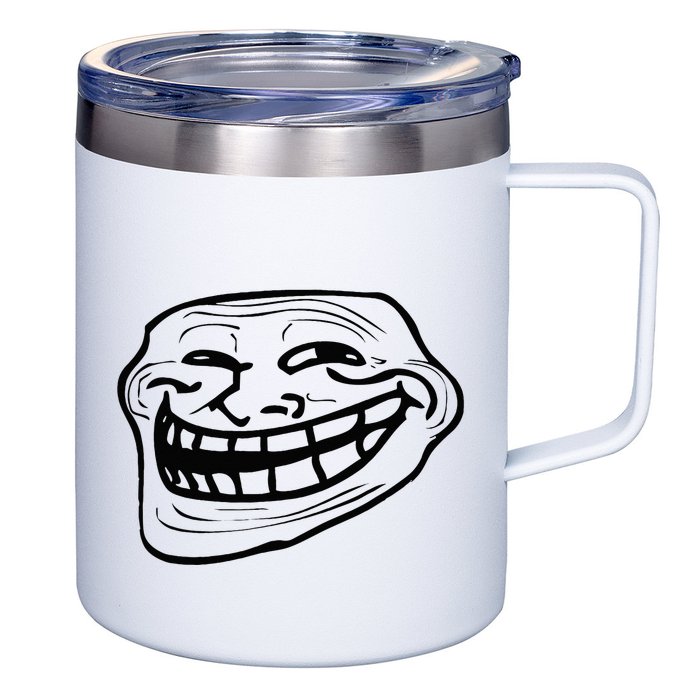 Funny Troll Face Nerd Geek 12oz Stainless Steel Coffee Mug