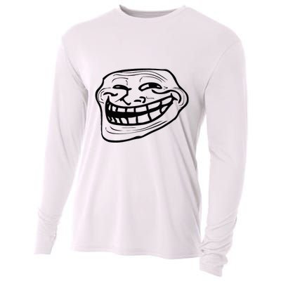 Funny Troll Face Nerd Geek Cooling Performance Long Sleeve Crew