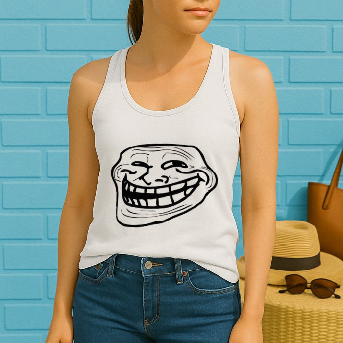 Funny Troll Face Nerd Geek Womens Tank Top