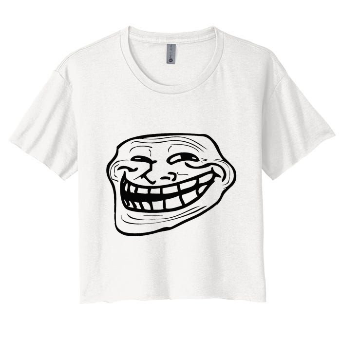 Funny Troll Face Nerd Geek Crop Top