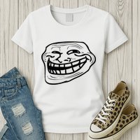 Funny Troll Face Nerd Geek Womens T-Shirt