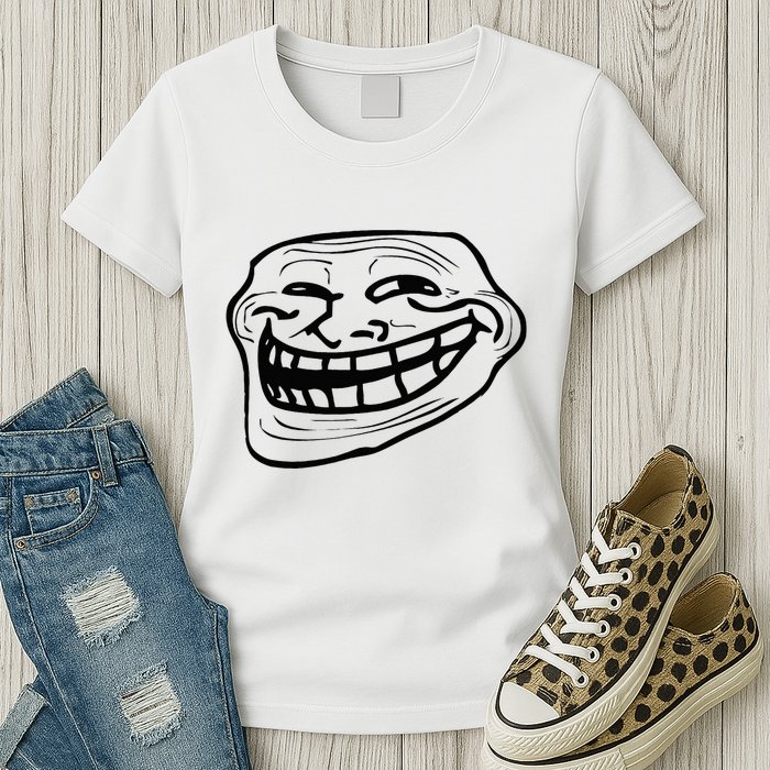 Funny Troll Face Nerd Geek Womens T-Shirt