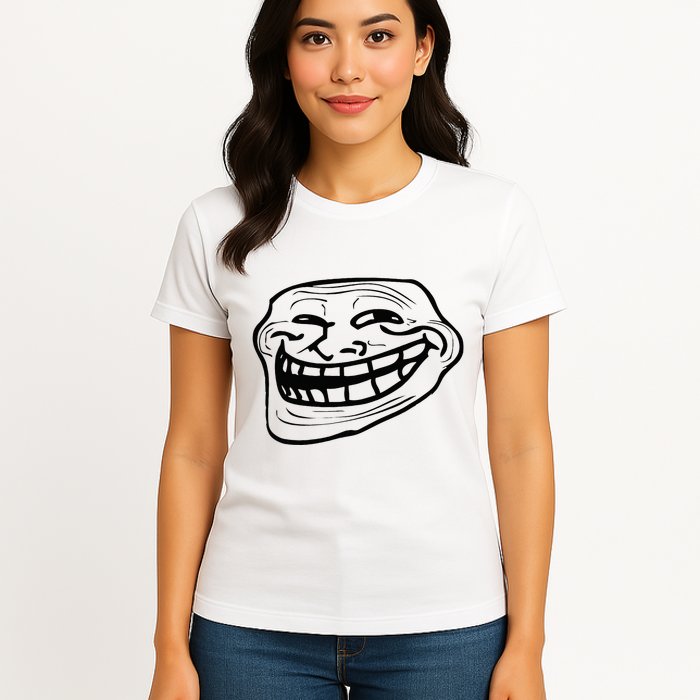 Funny Troll Face Nerd Geek Womens T-Shirt