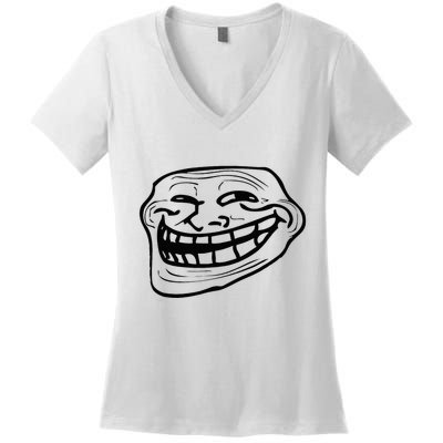 Funny Troll Face Nerd Geek Women's V-Neck T-Shirt