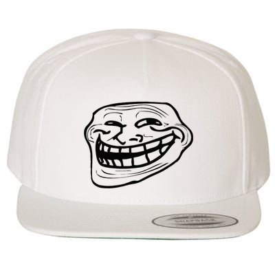 Funny Troll Face Nerd Geek Wool Snapback Cap