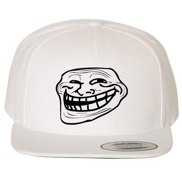 Funny Troll Face Nerd Geek Wool Snapback Cap