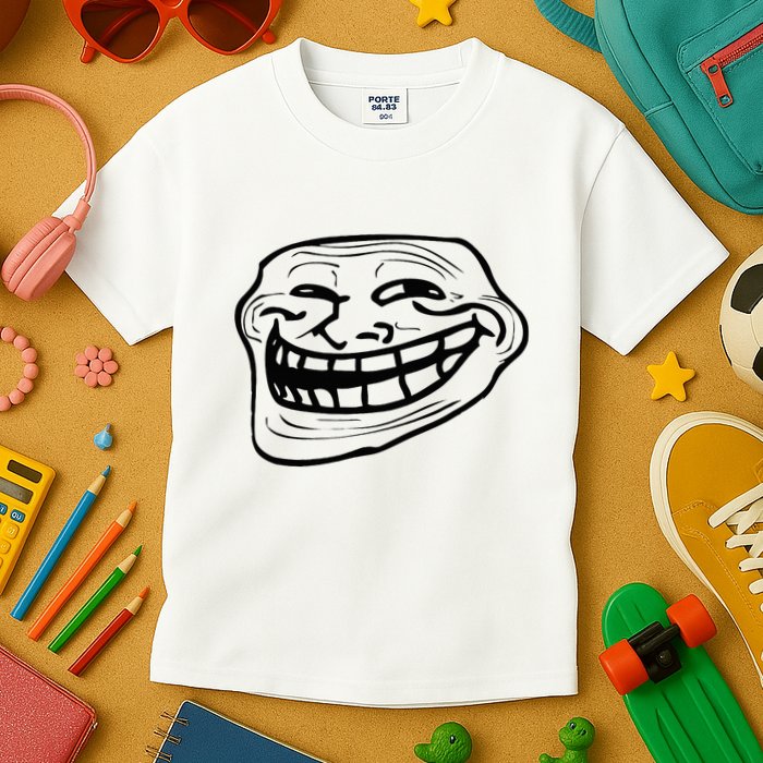 Funny Troll Face Nerd Geek Kids T-Shirt