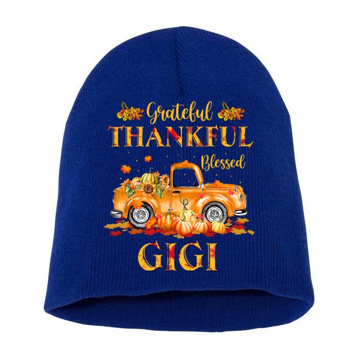 Farm Truck Fall Grateful Thankful Blessed Gigi Thanksgiving Cute Gift Short Acrylic Beanie