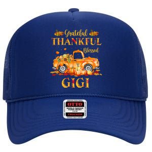 Farm Truck Fall Grateful Thankful Blessed Gigi Thanksgiving Cute Gift High Crown Mesh Back Trucker Hat