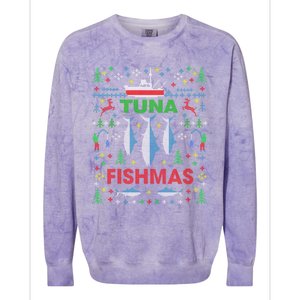 Funny Tuna Fishing Ugly Christmas Party Gift Funny Gift Colorblast Crewneck Sweatshirt