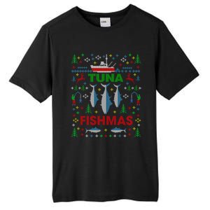 Funny Tuna Fishing Ugly Christmas Party Gift Funny Gift Tall Fusion ChromaSoft Performance T-Shirt