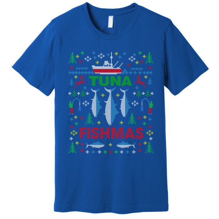 Funny Tuna Fishing Ugly Christmas Party Gift Funny Gift Premium T-Shirt