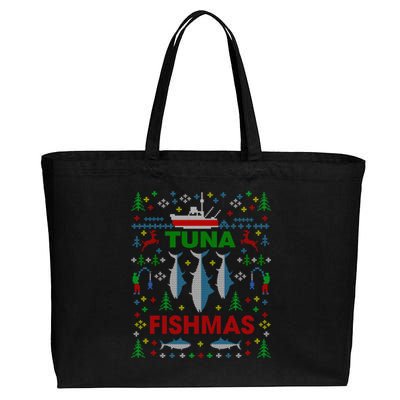 Funny Tuna Fishing Ugly Christmas Party Gift Funny Gift Cotton Canvas Jumbo Tote