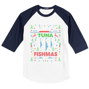 Funny Tuna Fishing Ugly Christmas Party Gift Funny Gift Baseball Sleeve Shirt