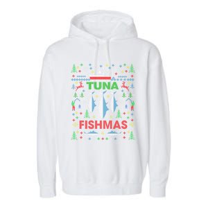 Funny Tuna Fishing Ugly Christmas Party Gift Funny Gift Garment-Dyed Fleece Hoodie