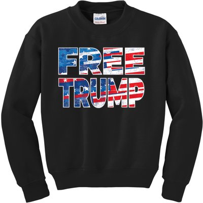 Free Trump Free Donald Trump Distressed Fonts Kids Sweatshirt