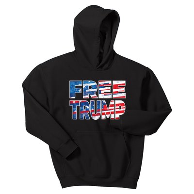 Free Trump Free Donald Trump Distressed Fonts Kids Hoodie