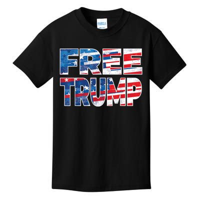 Free Trump Free Donald Trump Distressed Fonts Kids T-Shirt