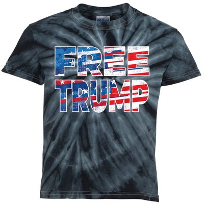 Free Trump Free Donald Trump Distressed Fonts Kids Tie-Dye T-Shirt