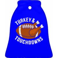 Funny Thanksgiving Football Turkey And Touchdowns Ceramic Bell Ornament