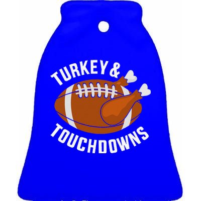 Funny Thanksgiving Football Turkey And Touchdowns Ceramic Bell Ornament