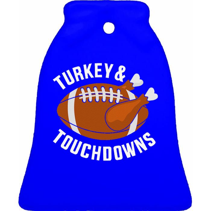 Funny Thanksgiving Football Turkey And Touchdowns Ceramic Bell Ornament