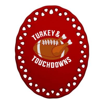 Funny Thanksgiving Football Turkey And Touchdowns Ceramic Oval Ornament