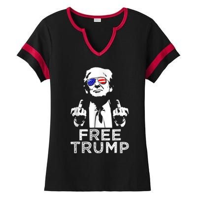 Free Trump, Free Donald Trump Ladies Halftime Notch Neck Tee