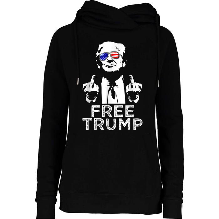 Free Trump, Free Donald Trump Womens Funnel Neck Pullover Hood