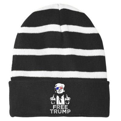 Free Trump, Free Donald Trump Striped Beanie with Solid Band