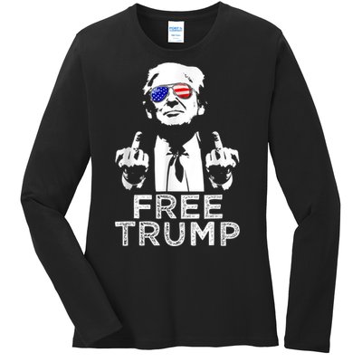 Free Trump, Free Donald Trump Ladies Long Sleeve Shirt