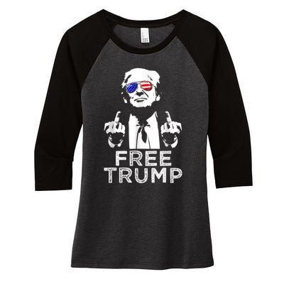 Free Trump, Free Donald Trump Women's Tri-Blend 3/4-Sleeve Raglan Shirt