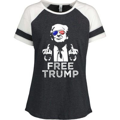 Free Trump, Free Donald Trump Enza Ladies Jersey Colorblock Tee