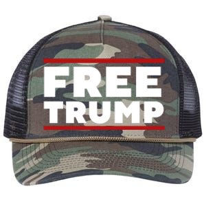 Free Trump Free Donald Trump I Stand With Trump Retro Rope Trucker Hat Cap